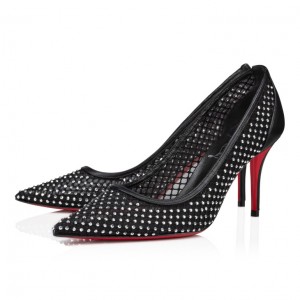 Christian Louboutin Apostropha Mesh Strass Women Pumps Black | ERGAIP-380