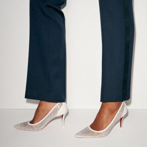 Christian Louboutin Apostropha Mesh Strass Women Pumps White | PHMQDG-249