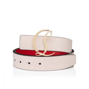 Christian Louboutin CL Logo Women Belts Cream | LXJIGP-560