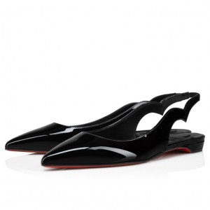 Christian Louboutin Hot Chickita Sling Women Flat Shoes Black | FQUEJY-098