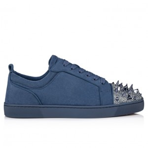 Christian Louboutin Louis Junior P Pik Pik Strass Men Sneakers Blue | NXVDAI-453