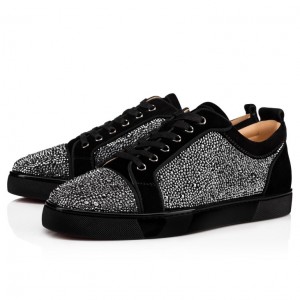 Christian Louboutin Louis Junior Strass Men Sneakers Black | XJUEGS-764