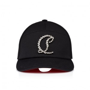 Christian Louboutin Mooncrest Stones Men Hats Black | URSYKM-562