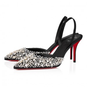 Christian Louboutin Queenissima Sling Women Pumps Black | YSGODN-948