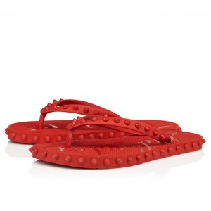 Christian Louboutin Super Loubi Flip Women Flat Shoes Red | JYSOAG-579