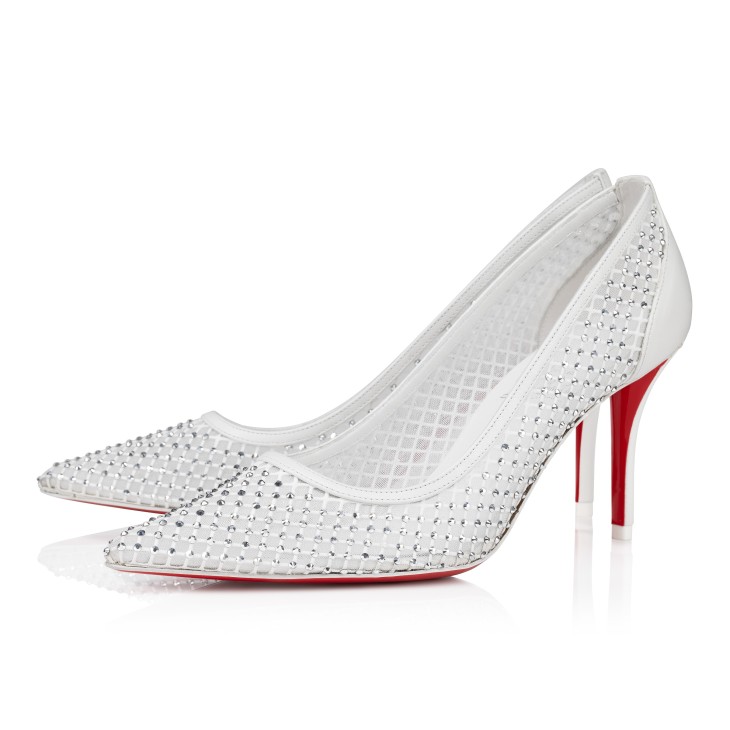 Christian Louboutin Apostropha Mesh Strass Women Pumps White | PHMQDG-249