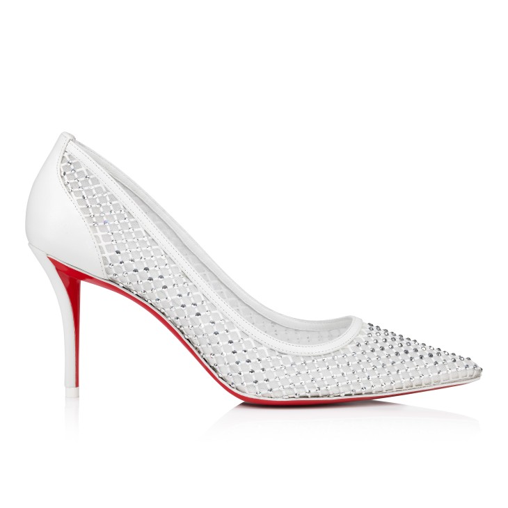 Christian Louboutin Apostropha Mesh Strass Women Pumps White | PHMQDG-249