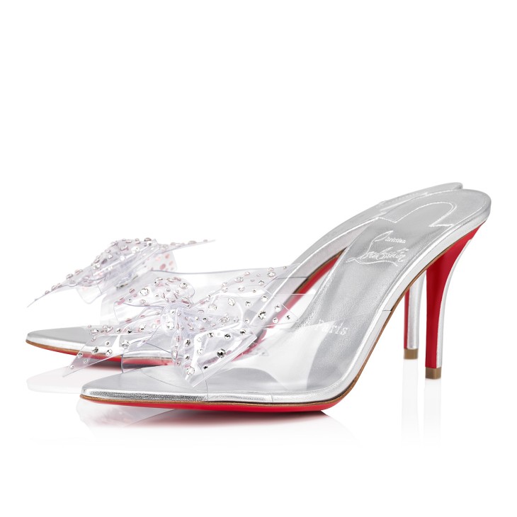 Christian Louboutin Aqua Strass Women Mules Silver | NUVGET-467