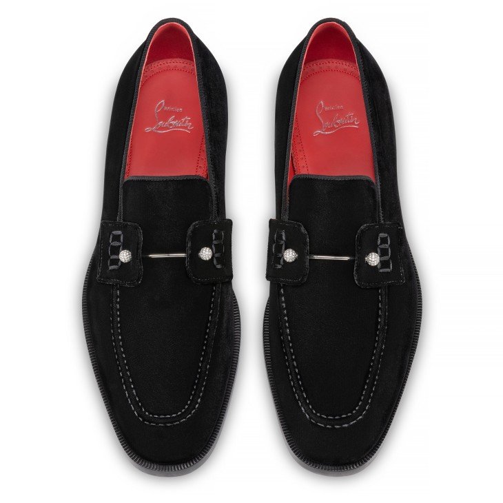 Christian Louboutin Chambelimoc Night Strass Men Moccasins Black | BJIAKW-685