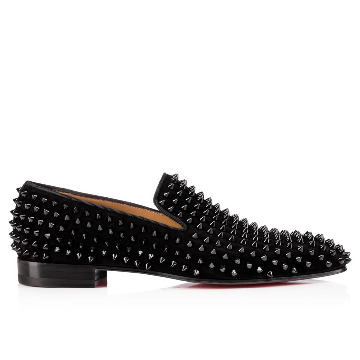 Christian Louboutin Dandelion Spikes Men Moccasins Black | IWYEHL-365