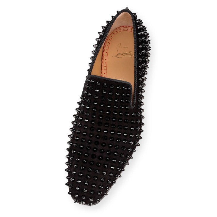 Christian Louboutin Dandelion Spikes Men Moccasins Black | IWYEHL-365