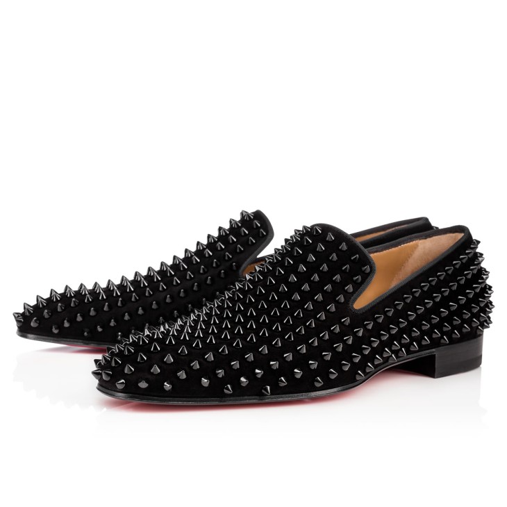 Christian Louboutin Dandelion Spikes Men Moccasins Black | IWYEHL-365