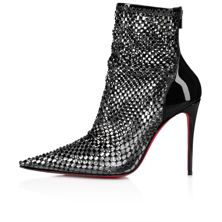 Christian Louboutin Kate Max Mesh Strass Women Boots Black | YPHJDE-459