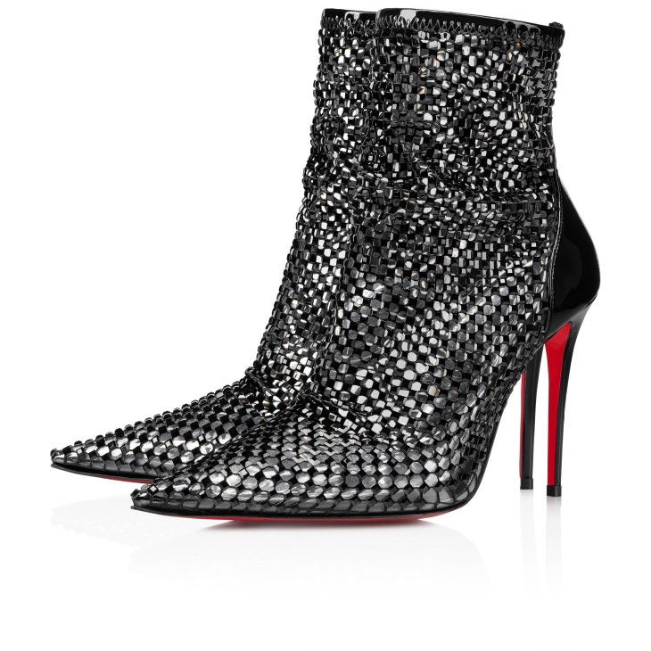 Christian Louboutin Kate Max Mesh Strass Women Boots Black | YPHJDE-459