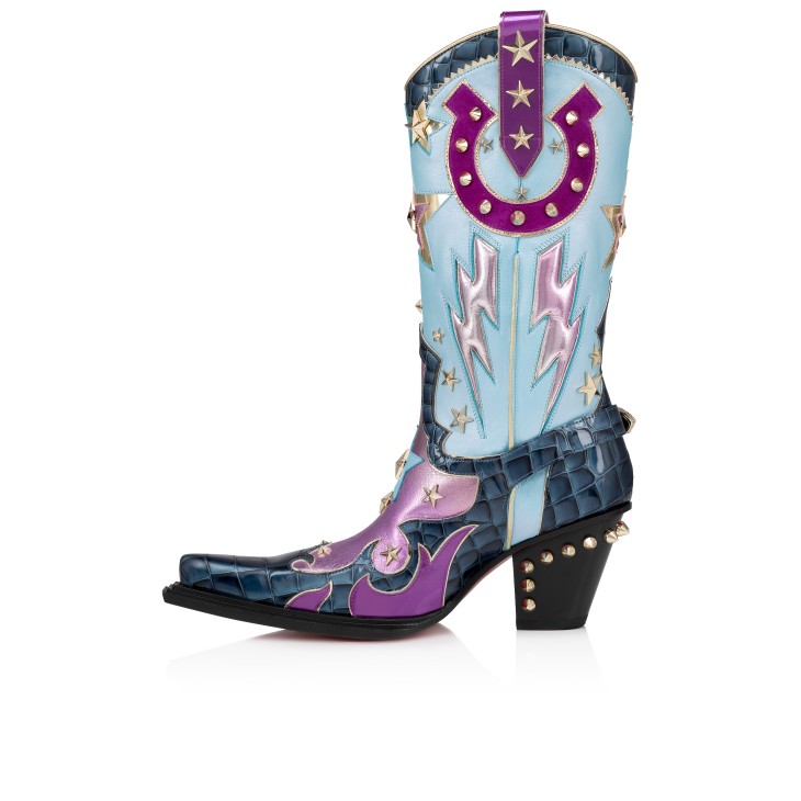 Christian Louboutin Kennywood Alta Women Boots Blue | YUQXAD-873