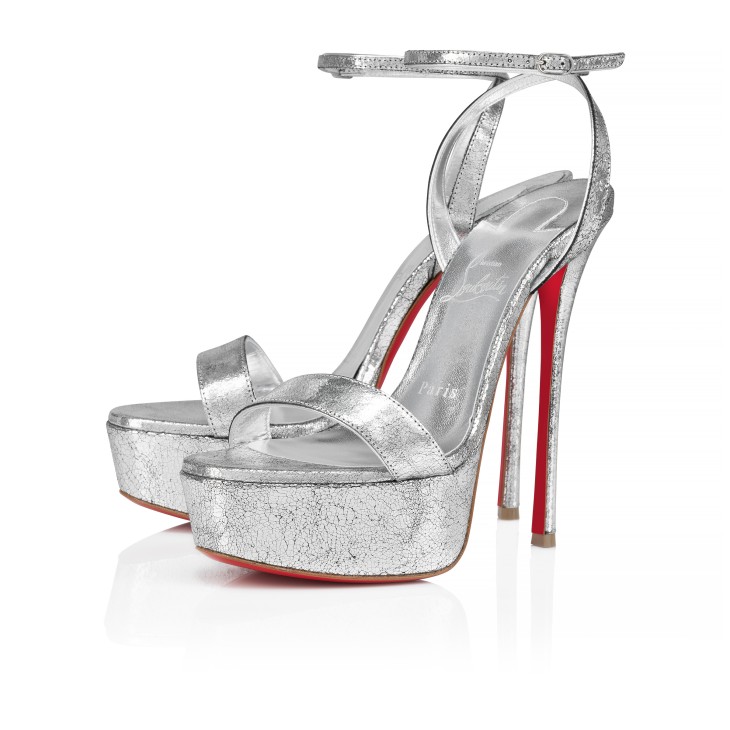 Christian Louboutin Loubi Queen Alta Women Platform Shoes Silver | XURNBP-895