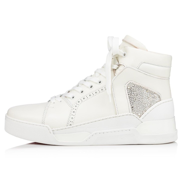 Christian Louboutin Loubikick Strass Men Sneakers White | ZFKNXD-156