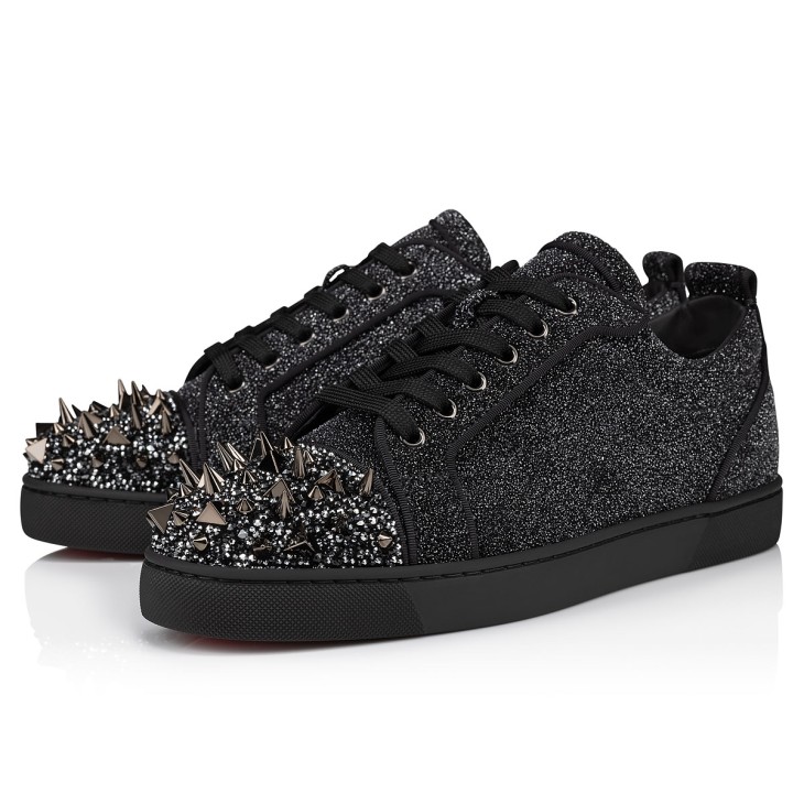 Christian Louboutin Louis Junior P Pik Pik Strass Men Sneakers Black | HVXEKJ-420