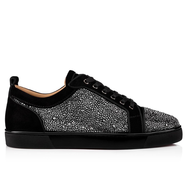 Christian Louboutin Louis Junior Strass Men Sneakers Black | XJUEGS-764