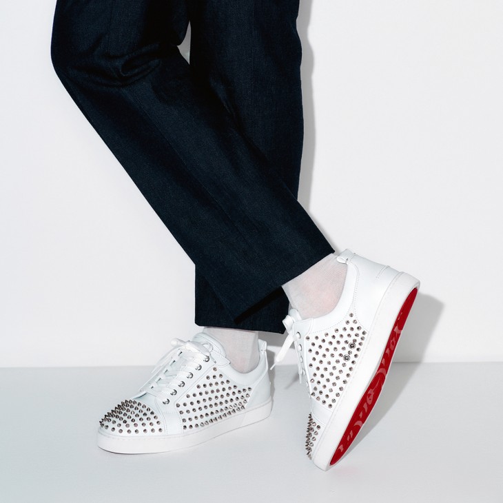 Christian Louboutin Louis Spikes Junior Men Sneakers White | HGOBSK-071