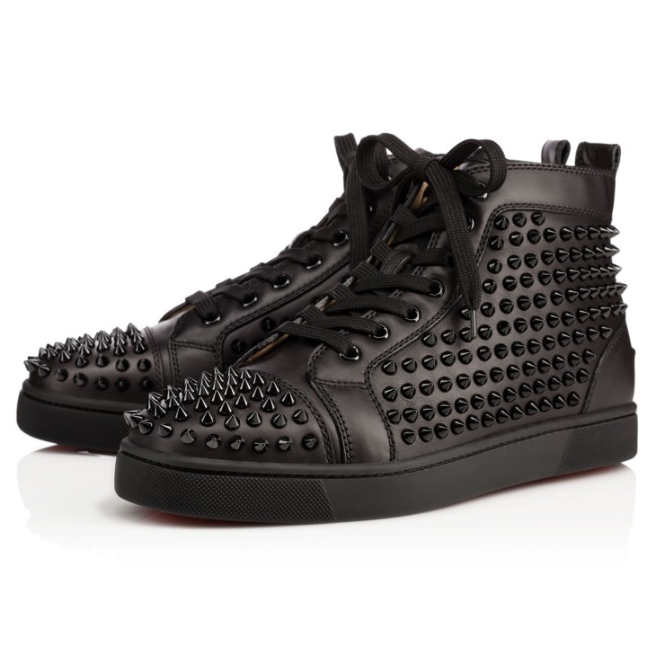 Christian Louboutin Louis Spikes Men Sneakers Black | CGMRPX-342