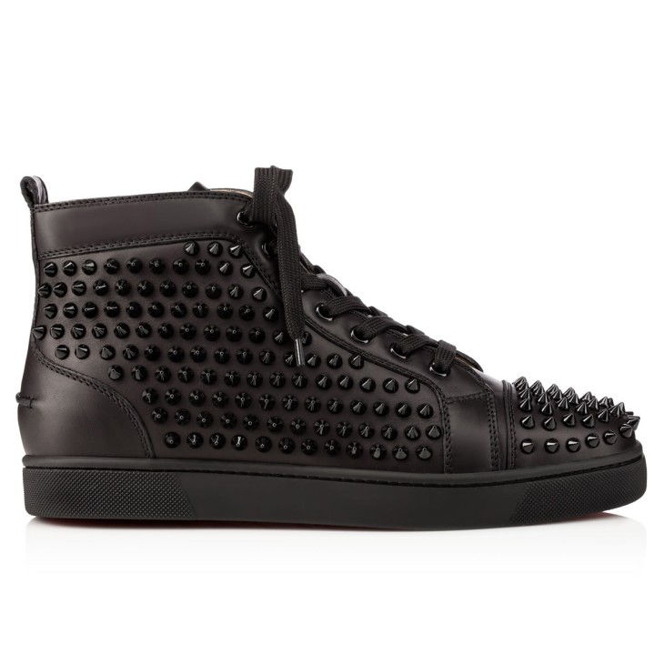 Christian Louboutin Louis Spikes Men Sneakers Black | CGMRPX-342