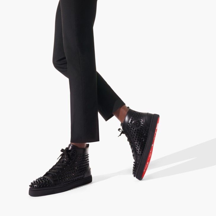 Christian Louboutin Louis Spikes Men Sneakers Black | CGMRPX-342