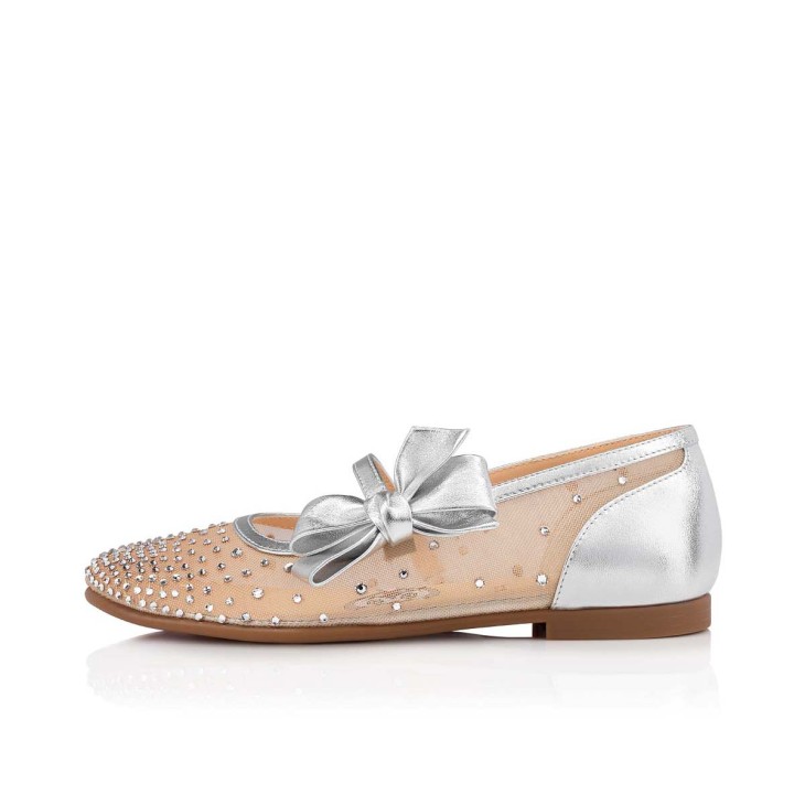 Christian Louboutin Melodie Strass Kids' Ballerina Silver | PEGXZM-513