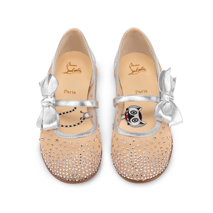 Christian Louboutin Melodie Strass Kids' Ballerina Silver | PEGXZM-513