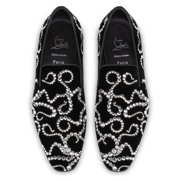 Christian Louboutin Octodandelion Strass Men Moccasins Black | JVAZXT-016