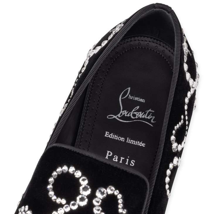 Christian Louboutin Octodandelion Strass Men Moccasins Black | JVAZXT-016