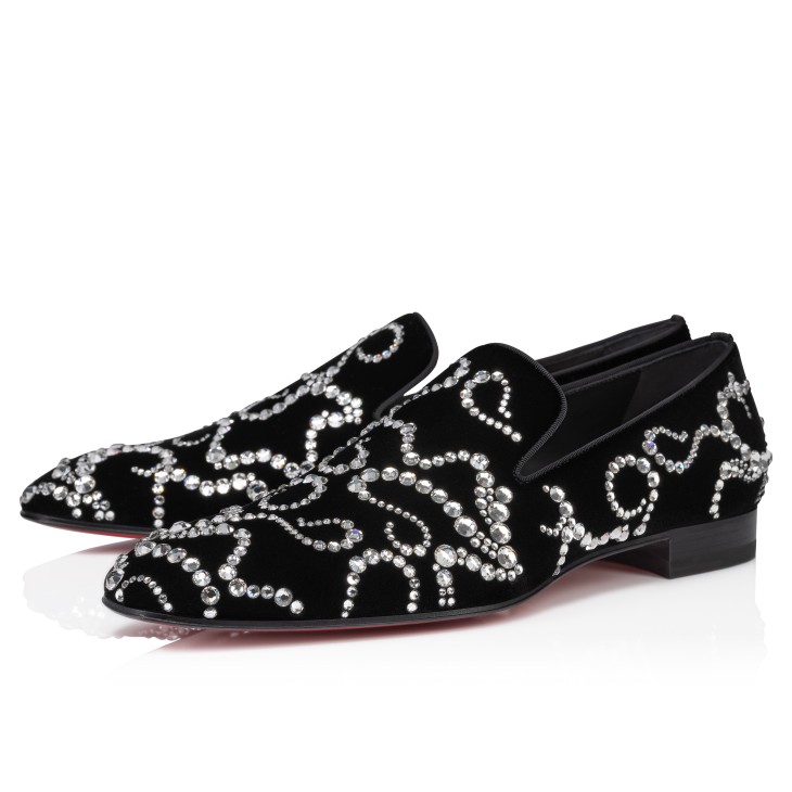 Christian Louboutin Octodandelion Strass Men Moccasins Black | JVAZXT-016