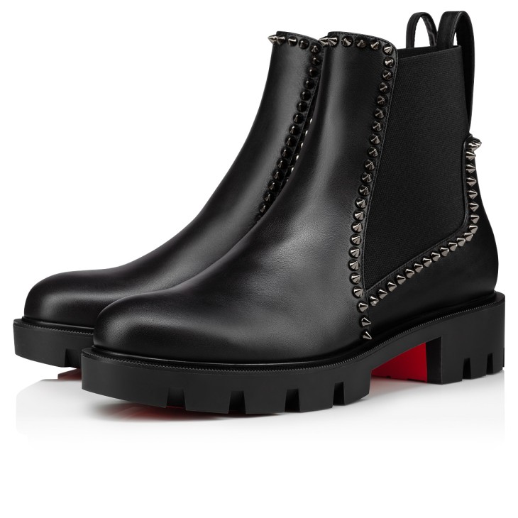 Christian Louboutin Out Lina Spike Lug Women Boots Black | FXKPYQ-815