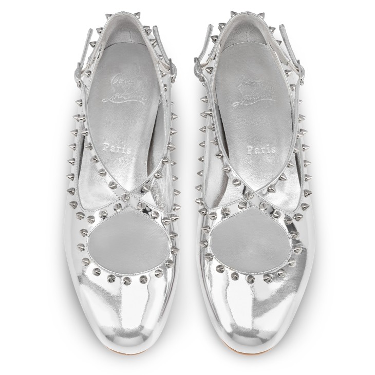 Christian Louboutin Pilouta Jane Spikes Women Flat Shoes Silver | AMKQDX-985