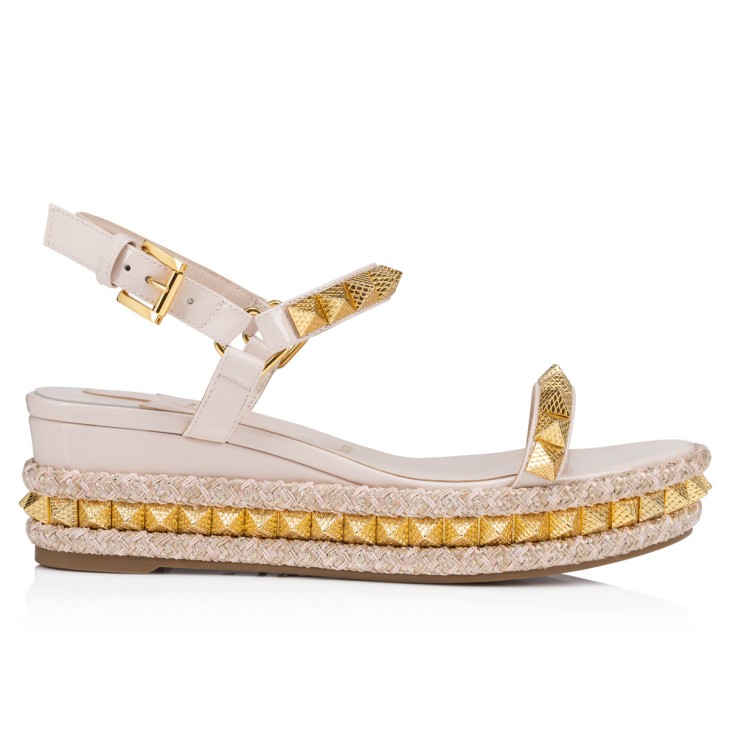 Christian Louboutin Pyraclou Women Sandals Cream | VDUNZL-650