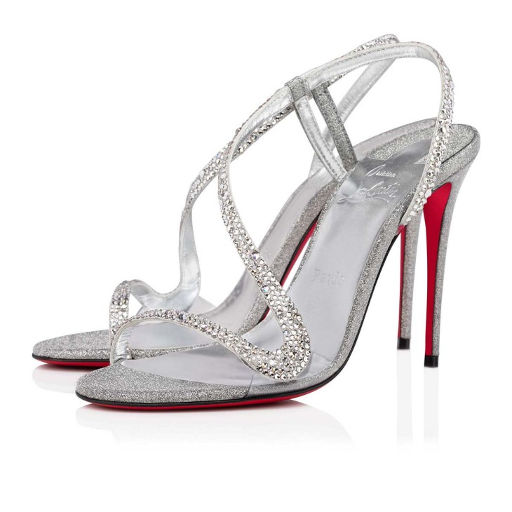 Christian Louboutin Rosalie Strass Women Sandals Silver | QGZYFW-743