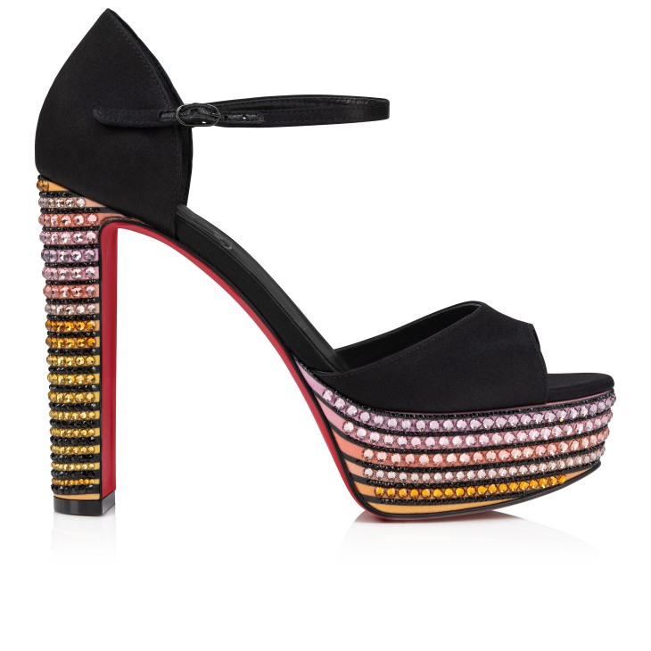 Christian Louboutin Sandaloo Strass Aftersun Women Platform Shoes Black | BGZPFJ-712