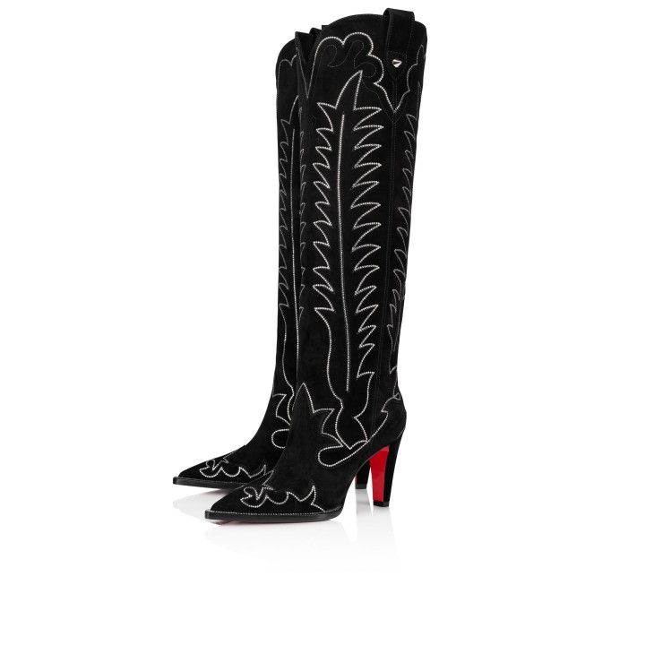 Christian Louboutin Santia Botta Strass Women Boots Black | UNROZD-568