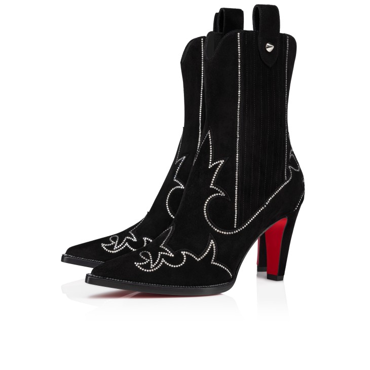 Christian Louboutin Santigag Strass Women Boots Black | CJYVSU-857