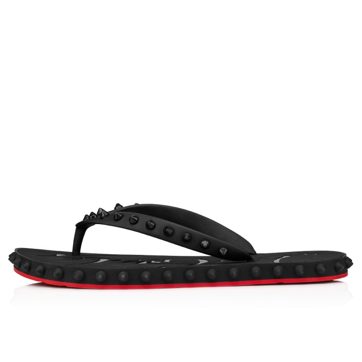 Christian Louboutin Super Loubi Flip Women Flat Shoes Black | UCTHNS-890