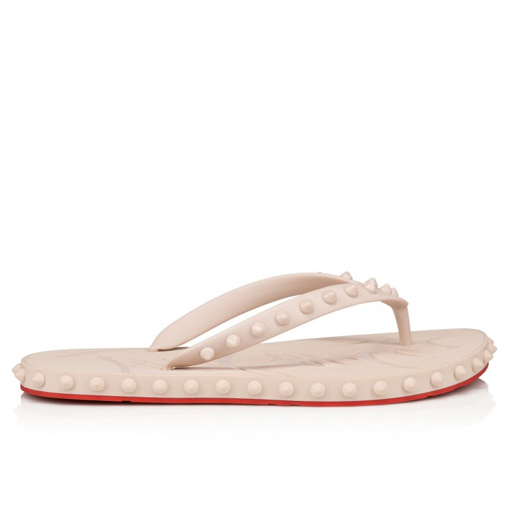 Christian Louboutin Super Loubi Flip Women Flat Shoes Cream | BPKVHM-892