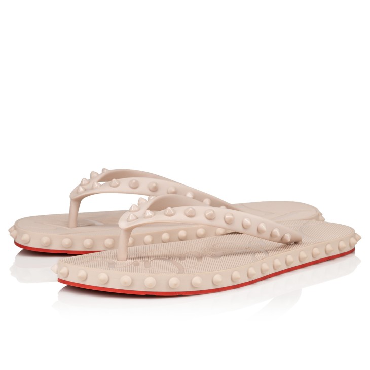 Christian Louboutin Super Loubi Flip Women Flat Shoes Cream | BPKVHM-892