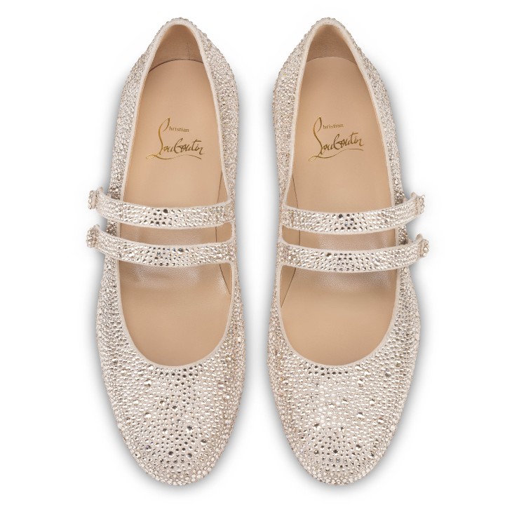 Christian Louboutin Sweet Jane Strass Women Flat Shoes Beige | PVJHAR-749