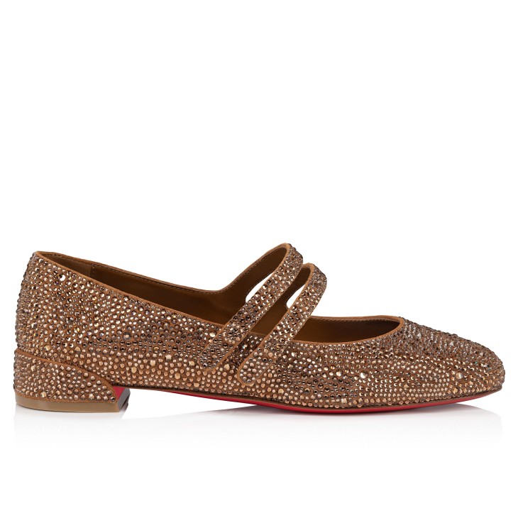 Christian Louboutin Sweet Jane Strass Women Flat Shoes Beige | MRAWSP-845