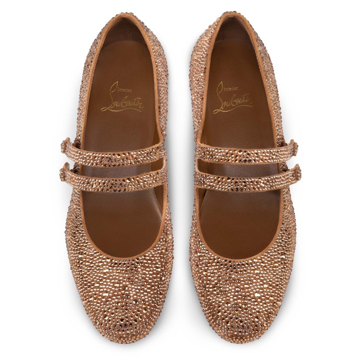 Christian Louboutin Sweet Jane Strass Women Flat Shoes Beige | MRAWSP-845