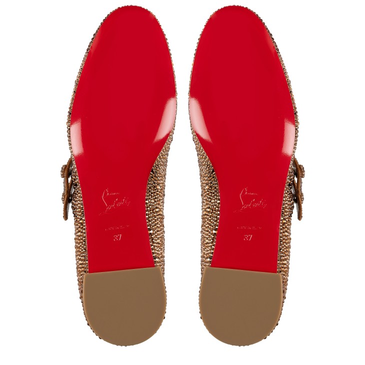 Christian Louboutin Sweet Jane Strass Women Flat Shoes Beige | MRAWSP-845