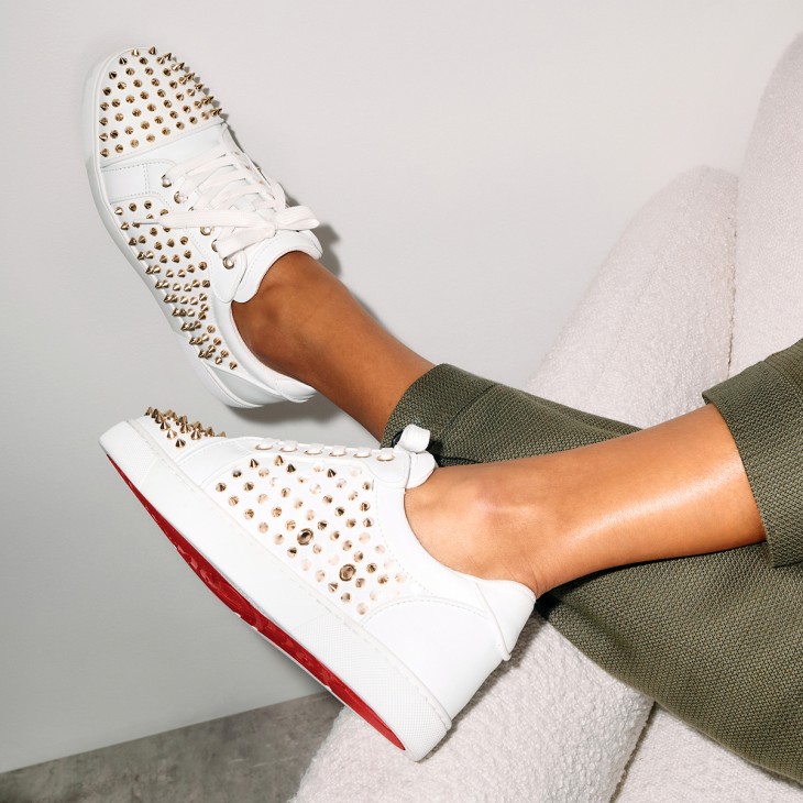 Christian Louboutin Vieira Night Spikes Women Sneakers White | CPKSVO-698